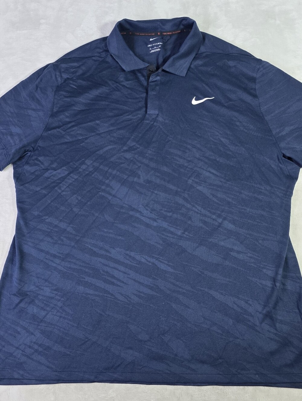 Nike Shirt Mens XL Blue Tiger Woods Snap Polo Dri FIT ADV Camo Golf